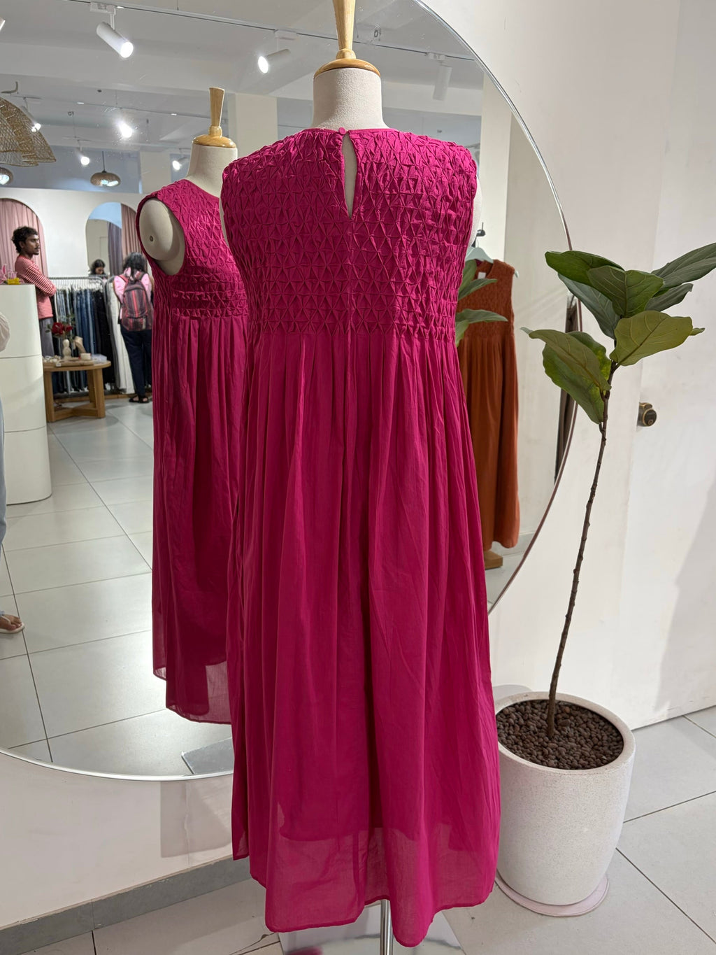 Fuchsia Knotted Yoke Dress