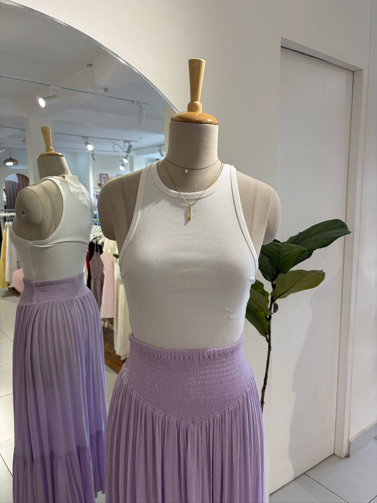 Fitted Waist Lavender Skirt