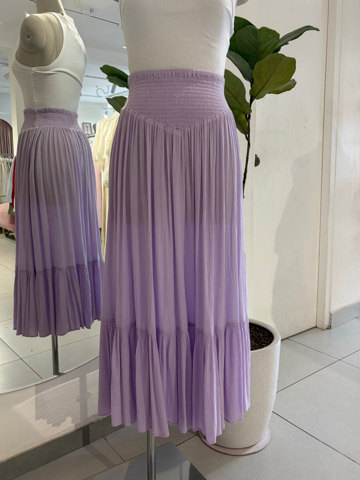 Fitted Waist Lavender Skirt