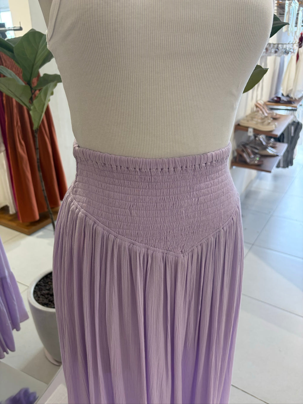 Fitted Waist Lavender Skirt