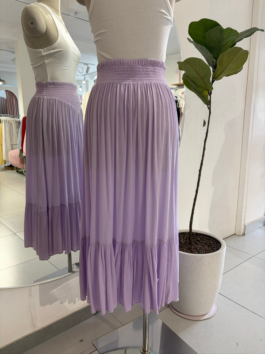 Fitted Waist Lavender Skirt