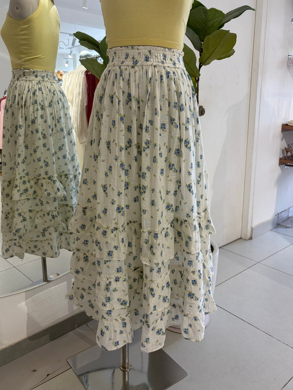 Blue Floral Skirt