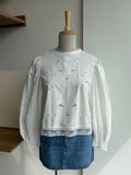 White Back Tie Cutwork Top
