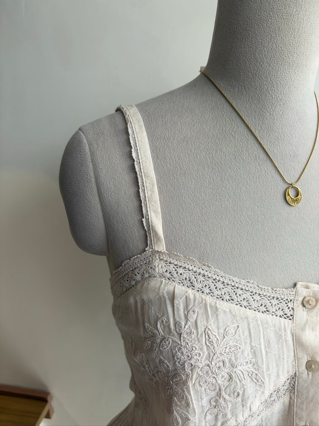 Embroidered Top with Lace Detailing