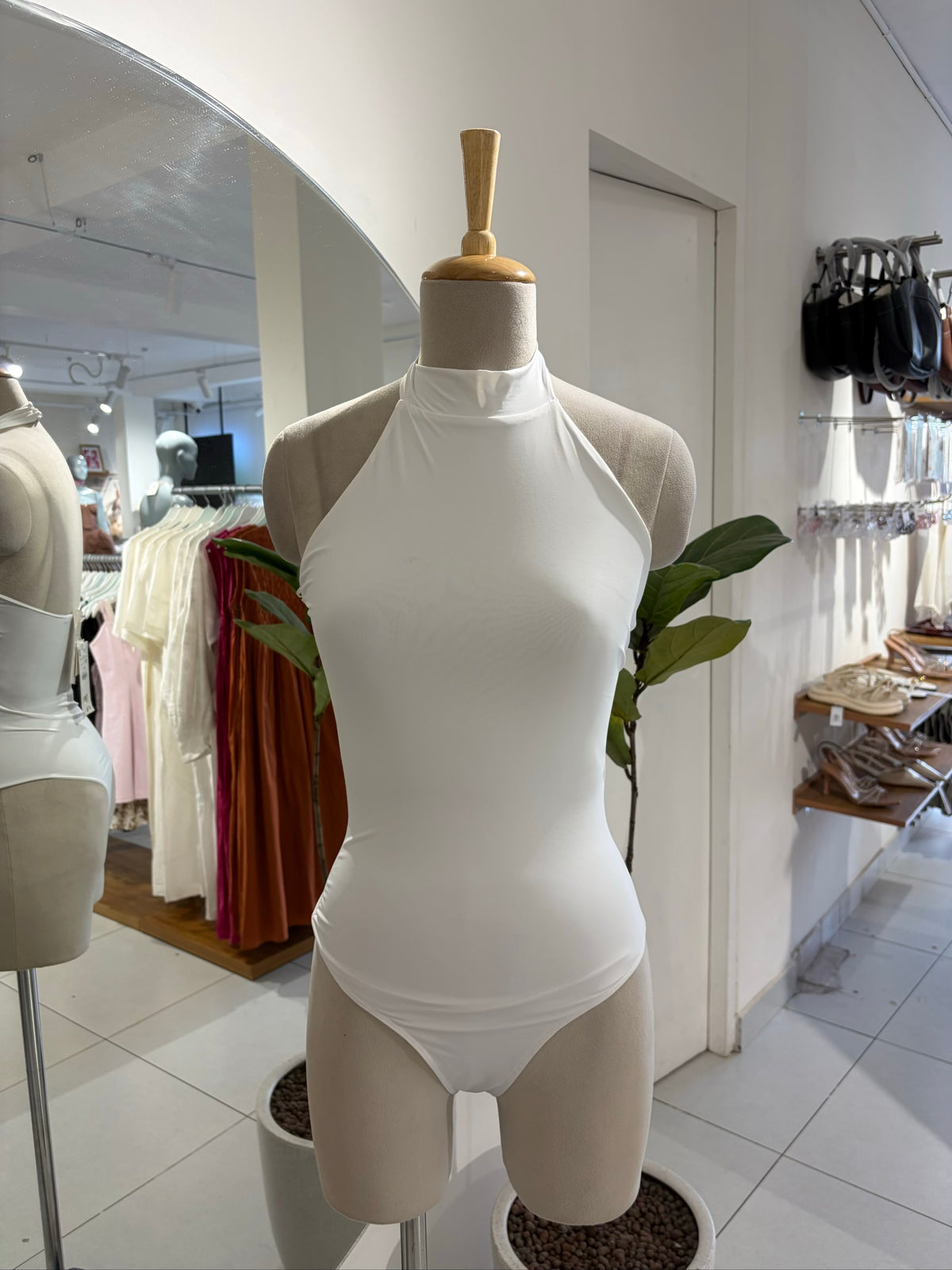White Halter Neck Bodysuit