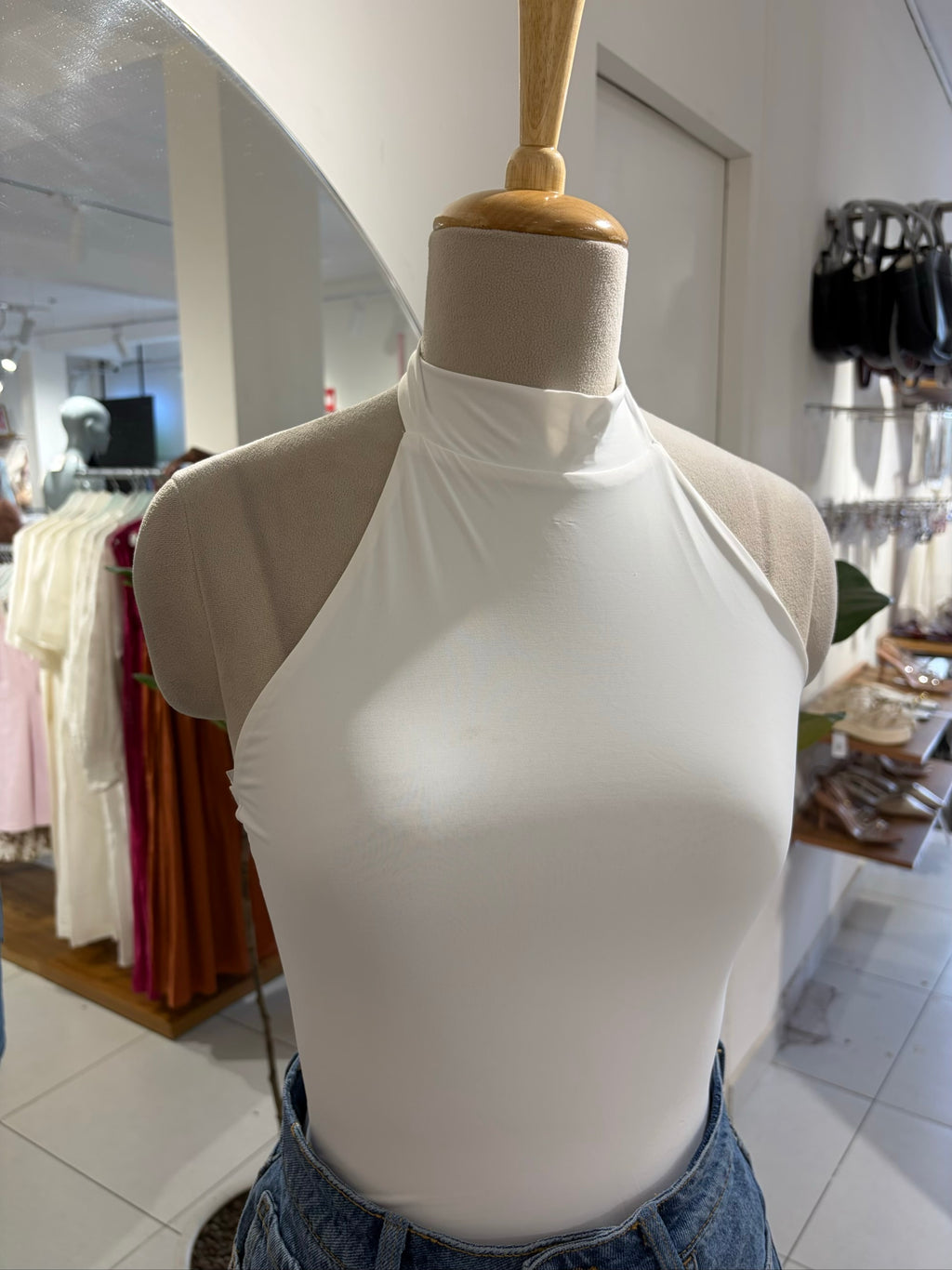White Halter Neck Bodysuit