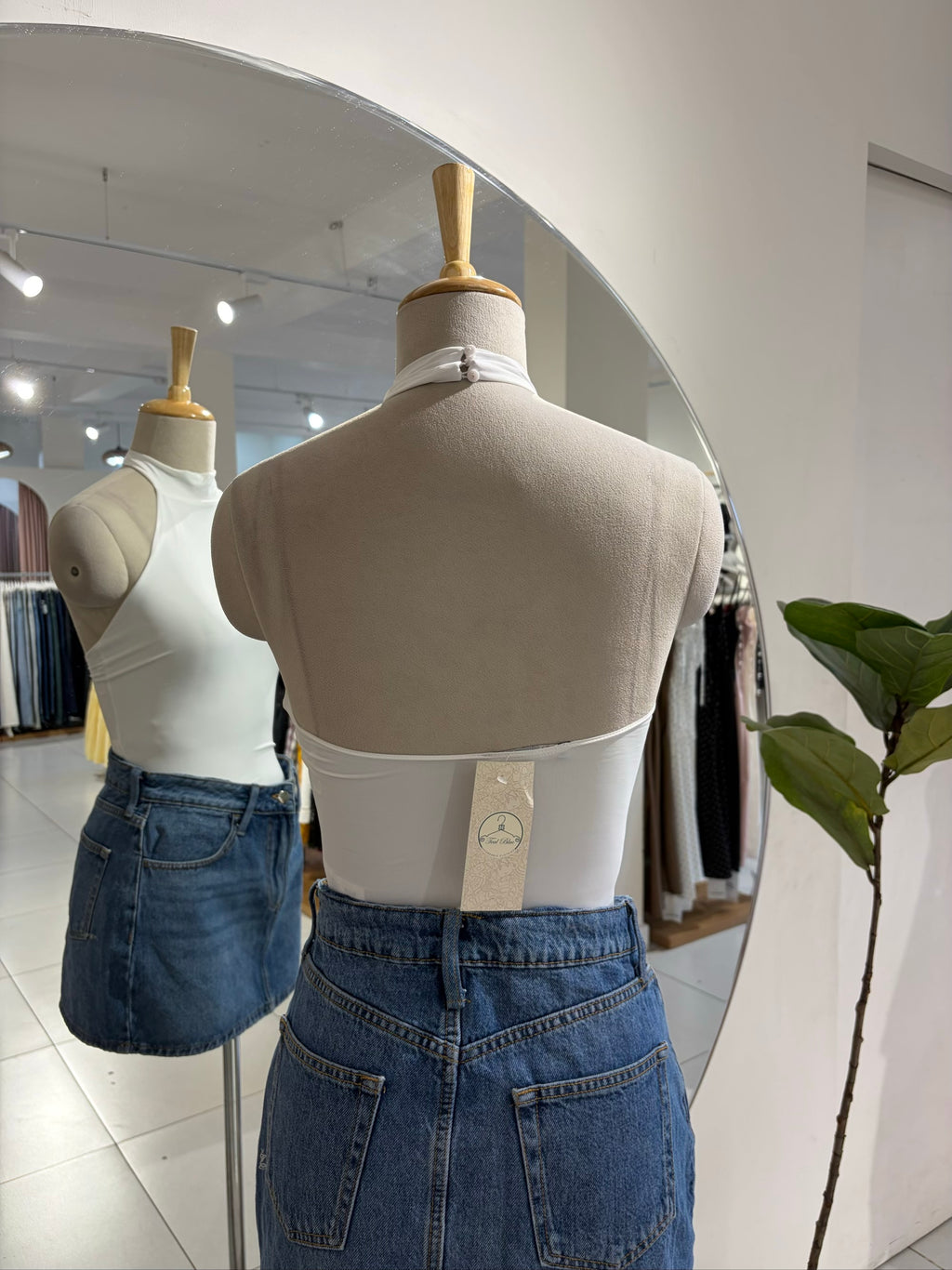 White Halter Neck Bodysuit
