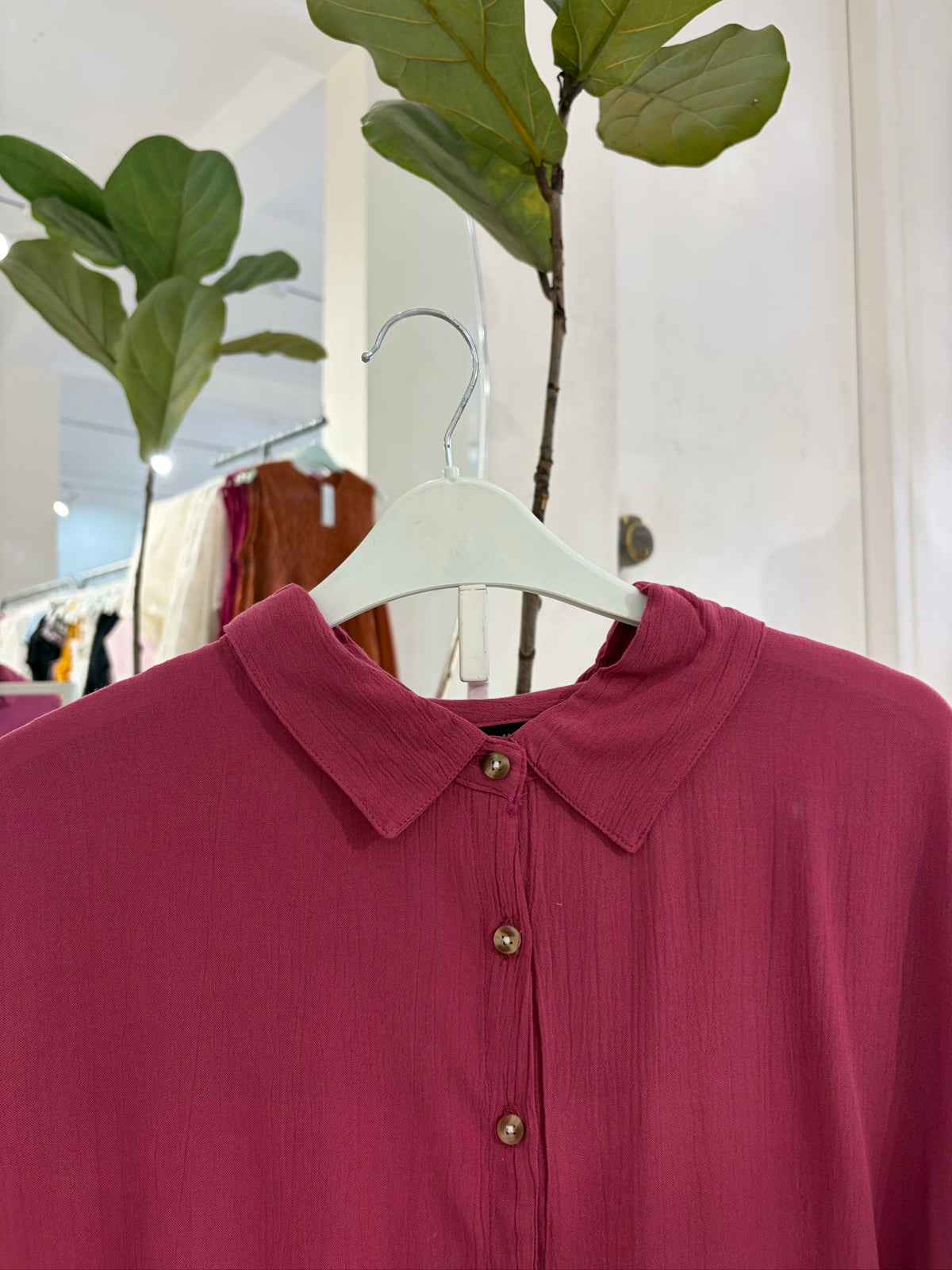 Plum Crinkle Textured Shirt