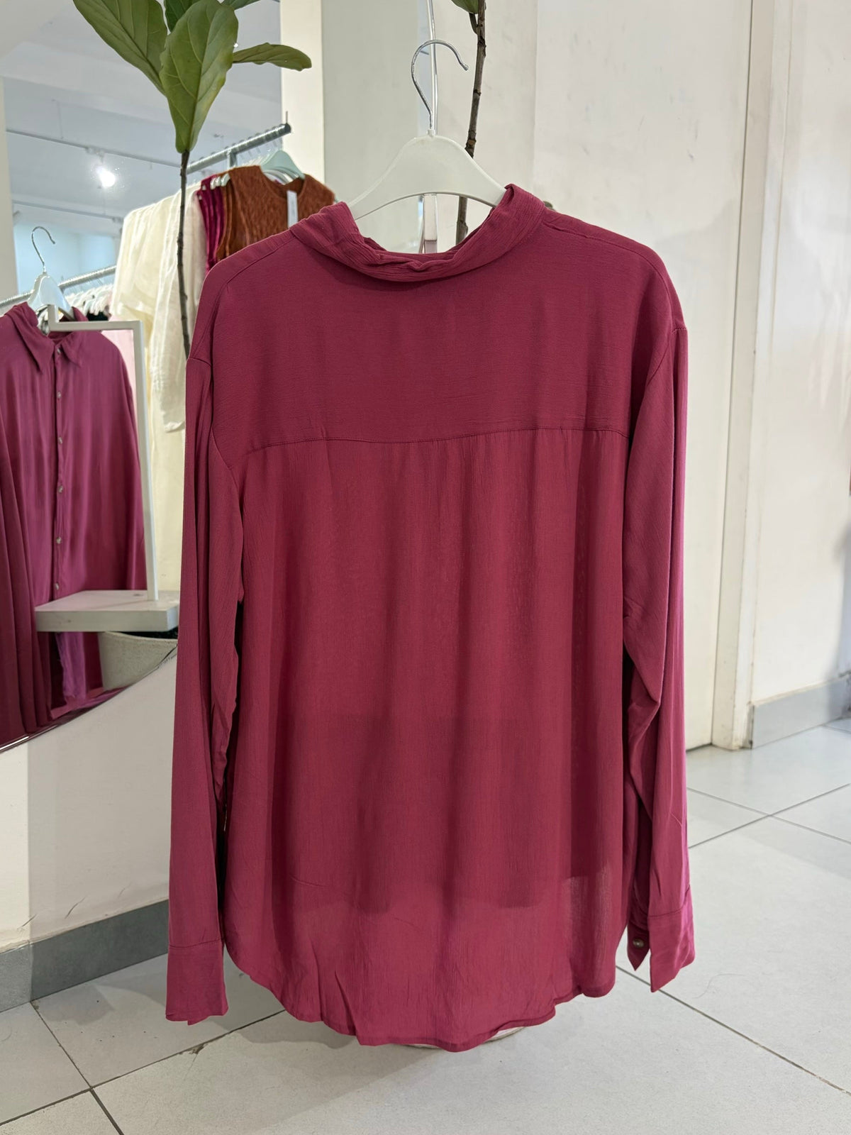 Plum Crinkle Textured Shirt